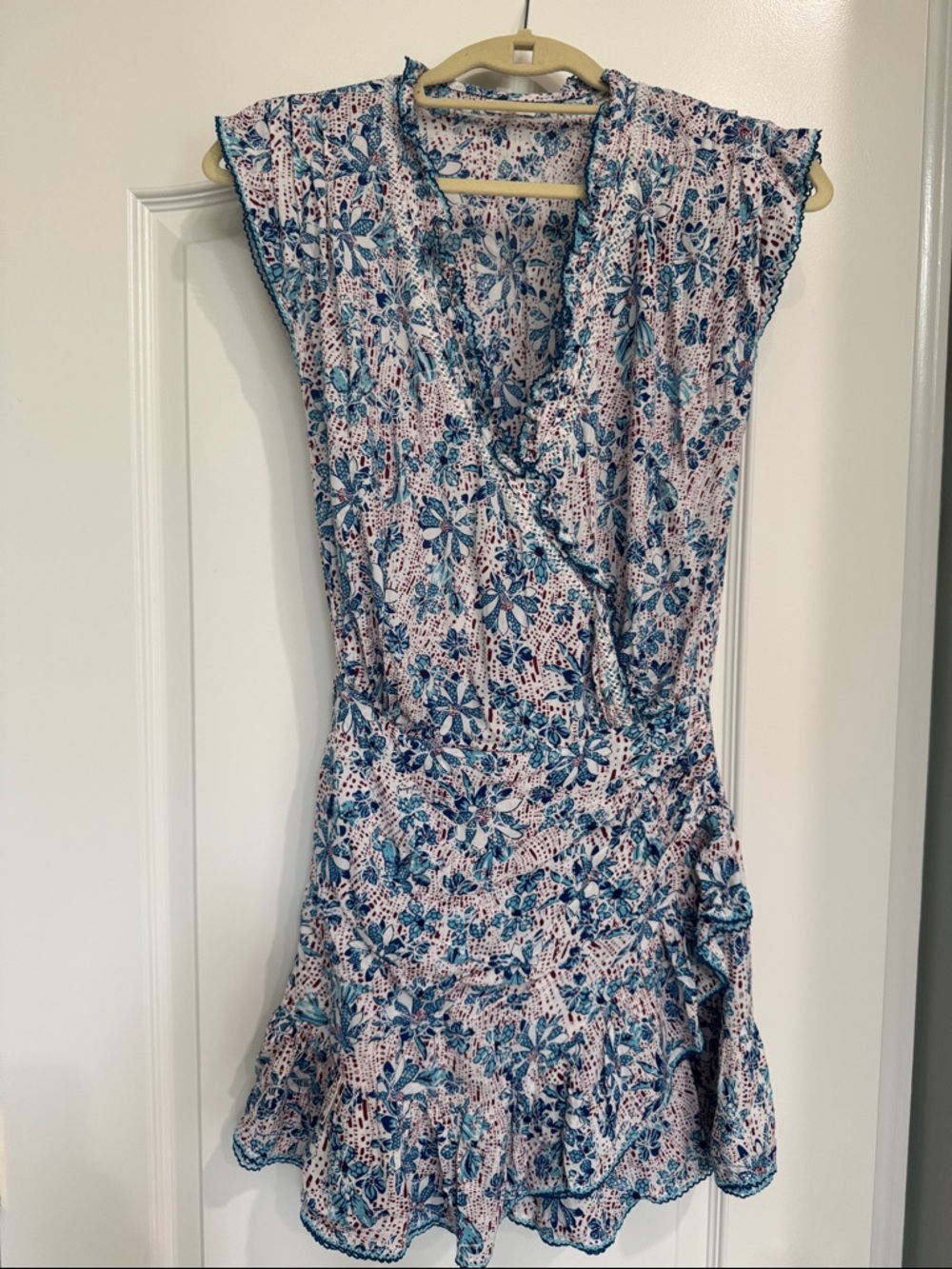 Poupette St. Barth Blue and White Floral  Mini Dress